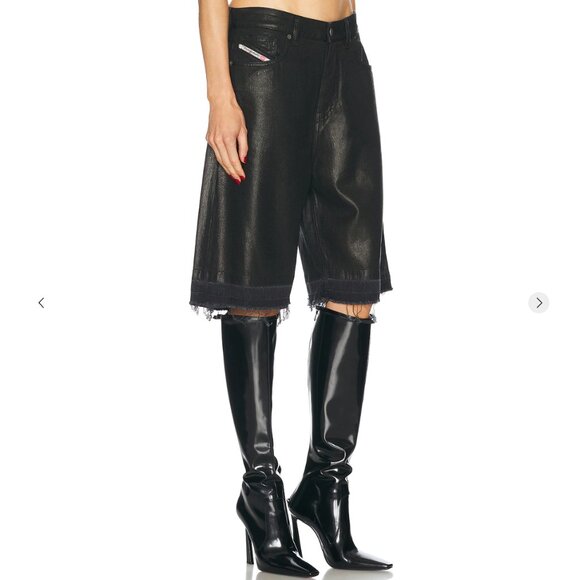 Diesel Jorts in Black Coated Denim as seen on Blackpink LISA - Picture 7 of 13